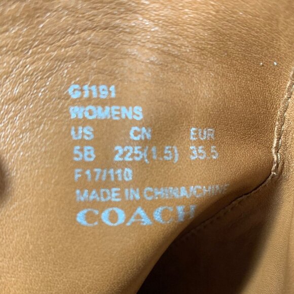 COACH 1941 Women Black Leather Moto Booties Turnlock Buckles Stacked Heels NWOB - Picture 8 of 8